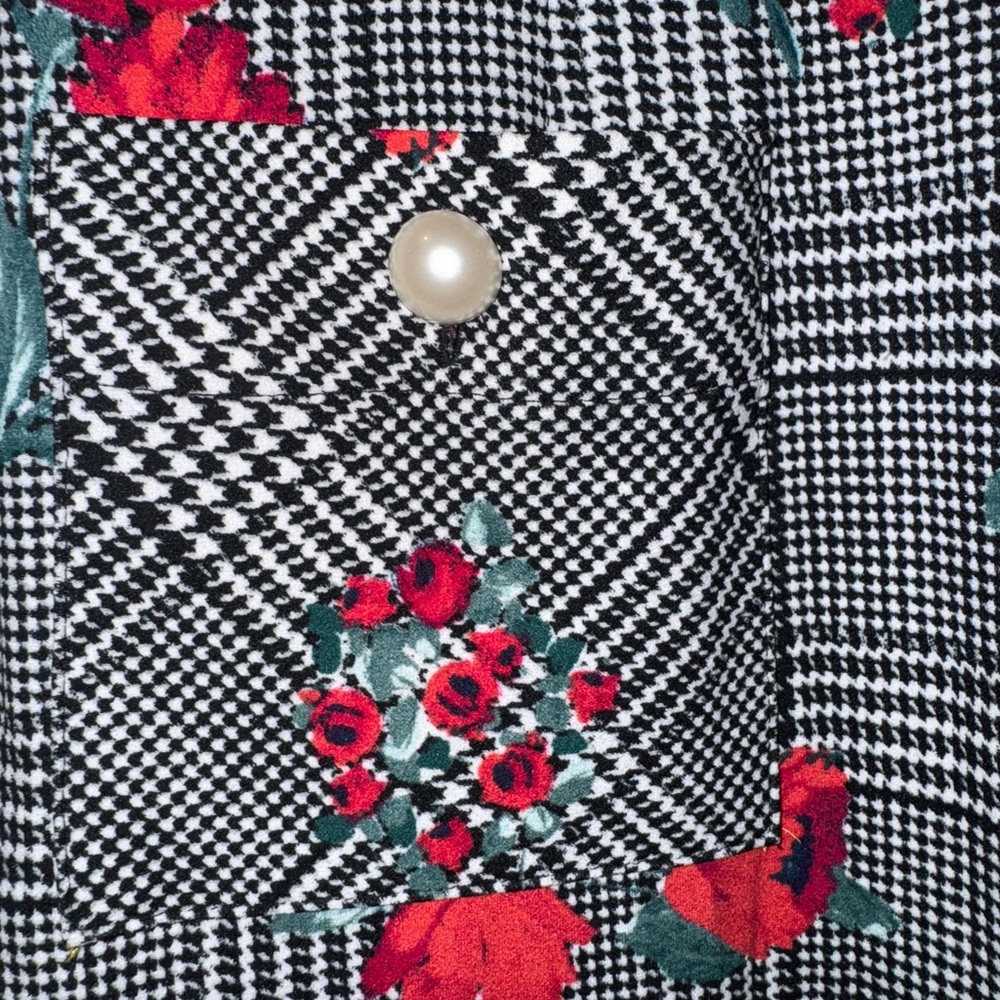 Karl Lagerfeld Paris Sleeveless Plaid Floral Dress - Picture 3 of 5